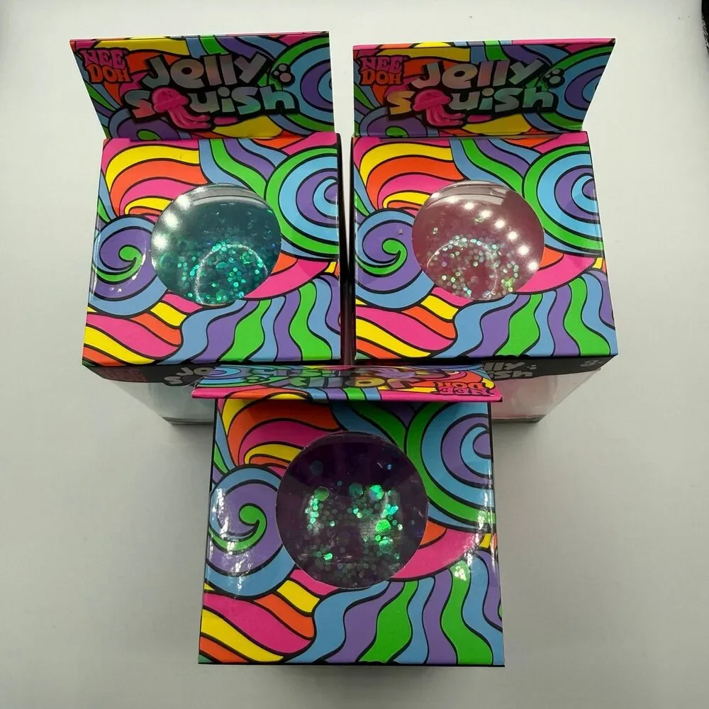 Schylling - NeeDoh Jelly Squish: Solid Squishy Toys (3 Pack) 1 of Each Color